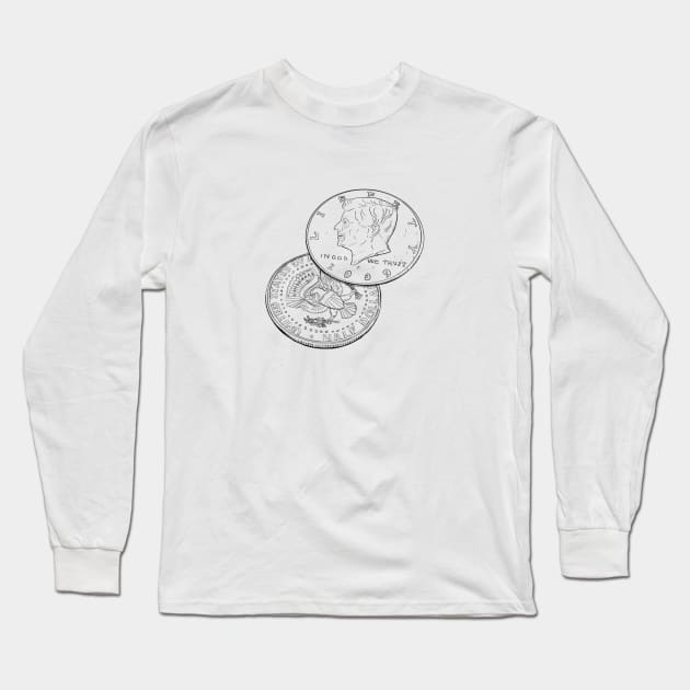 Half Dollars Long Sleeve T-Shirt by The Hermit Magic Magazine